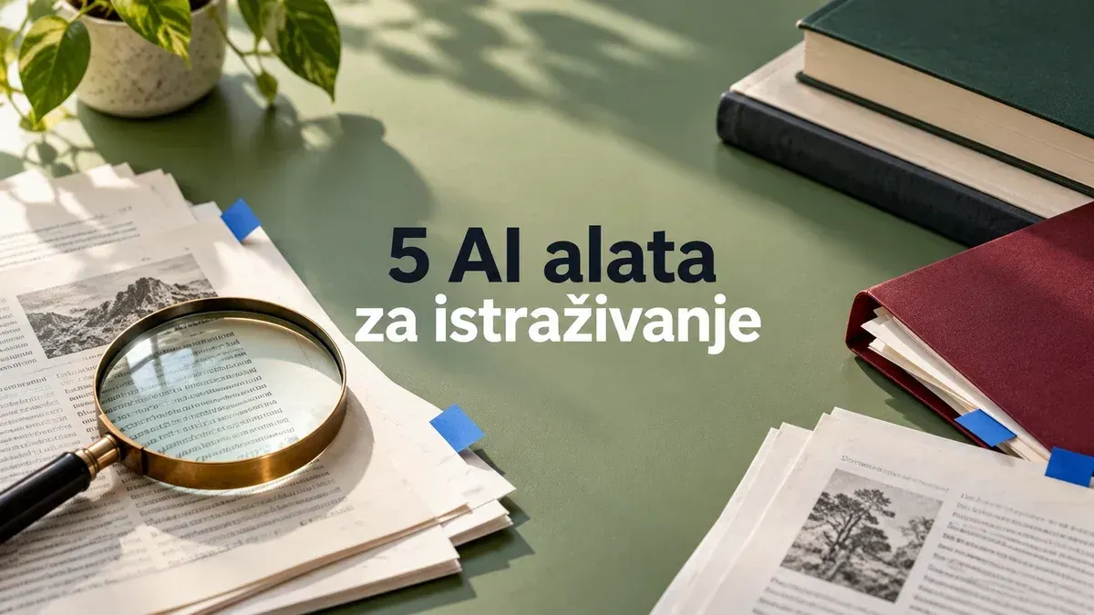Lupa, naučni radovi i knjige uz naslov 5 AI alata za istraživanje.