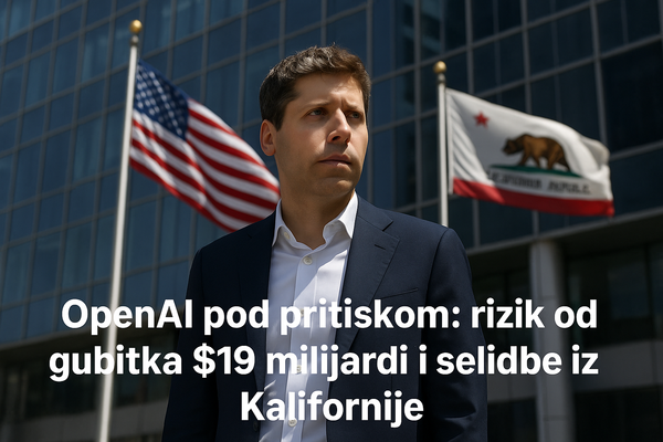 OpenAI pod pritiskom: rizik od gubitka $19 milijardi i selidbe iz Kalifornije