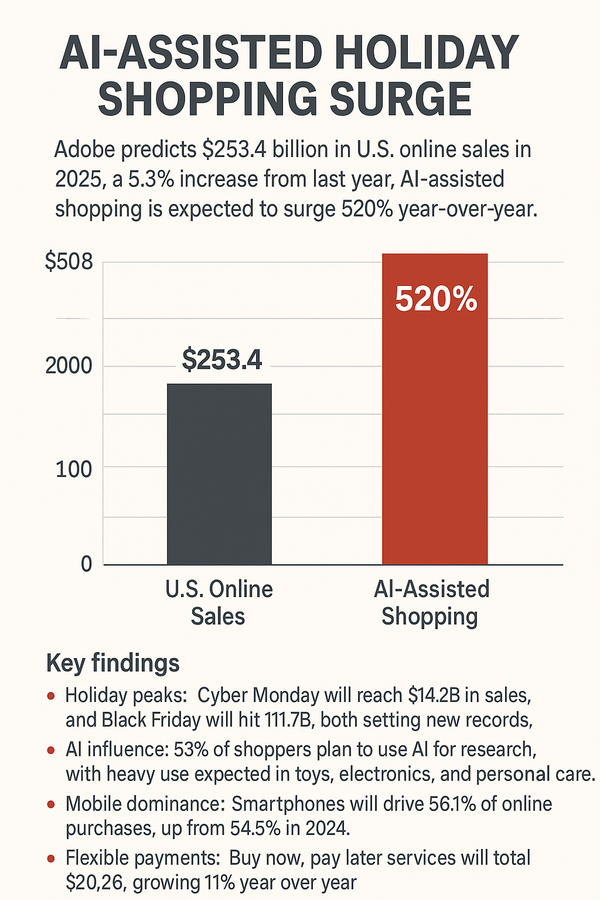 Adobe predviđa rast AI kupovine od 520% tokom praznika 2025.