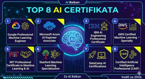 Top 8 AI certifikacijski programa u 2026. godini. Kako unaprijediti karijeru?