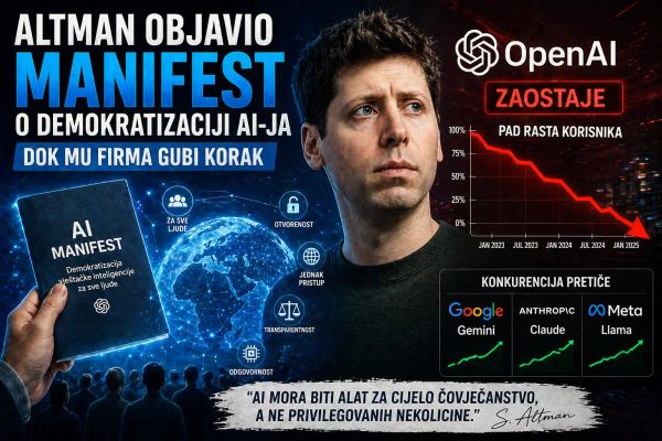 Altman objavio manifest o demokratizaciji AI-ja dok mu firma gubi korak