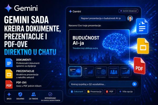 Gemini sada kreira dokumente, prezentacije i PDF-ove direktno u chatu