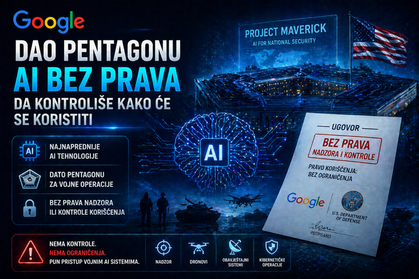 Google dao Pentagonu AI bez prava da kontroliše kako će se koristiti