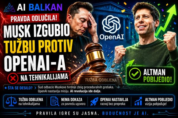 Musk izgubio tužbu protiv OpenAI-a na tehnikalijama, Altman pobijedio