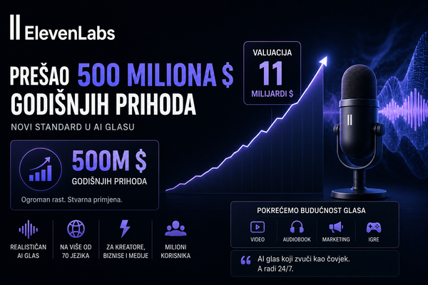 ElevenLabs prešao 500 miliona dolara godišnjih prihoda uz valuaciju od 11 milijardi
