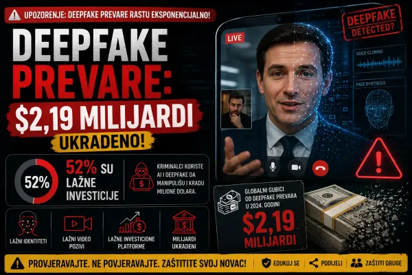 Deepfake prevare: $2,19 milijardi ukradeno 52% su lažne investicije