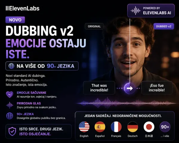 ElevenLabs predstavio Dubbing v2 Emocije ostaju iste na više od 90 jezika