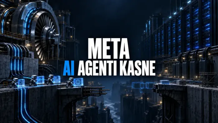 AI radni tok zastaje na nedovršenom mostu ispred velike računarske infrastrukture.
