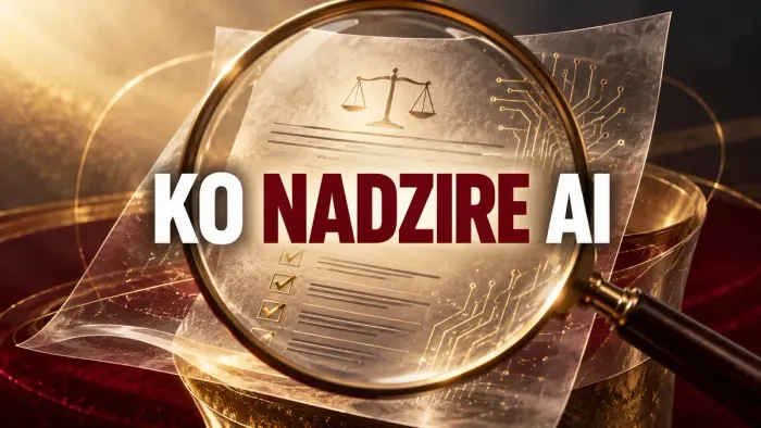 Ilustracija dokumenta o nadzoru AI-ja pod lupom, uz naslov Ko nadzire AI.