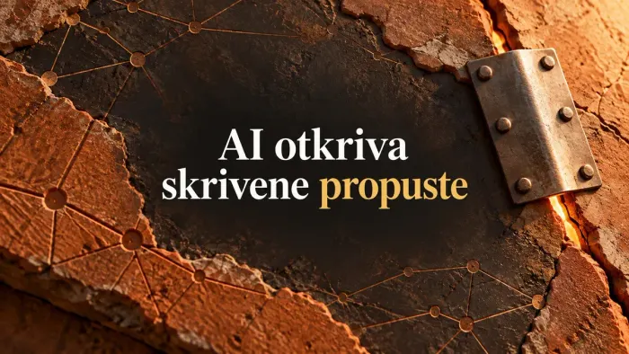 Napukli zid sa metalnom zakrpom simbolizuje ispravke PHP propusta otkrivenih uz pomoć AI-ja.