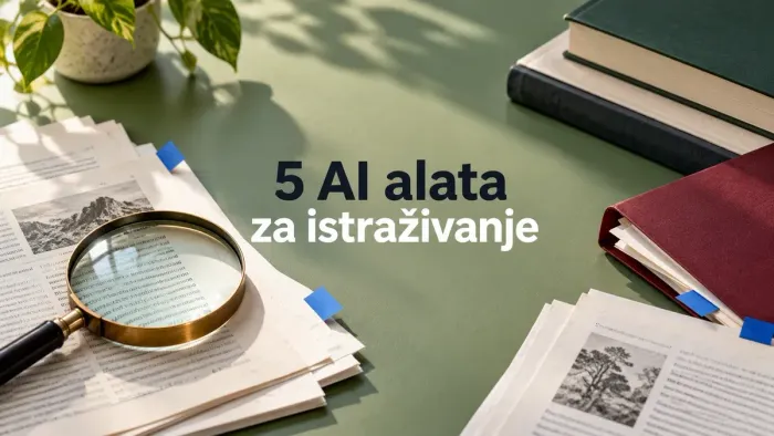 Lupa, naučni radovi i knjige uz naslov 5 AI alata za istraživanje.