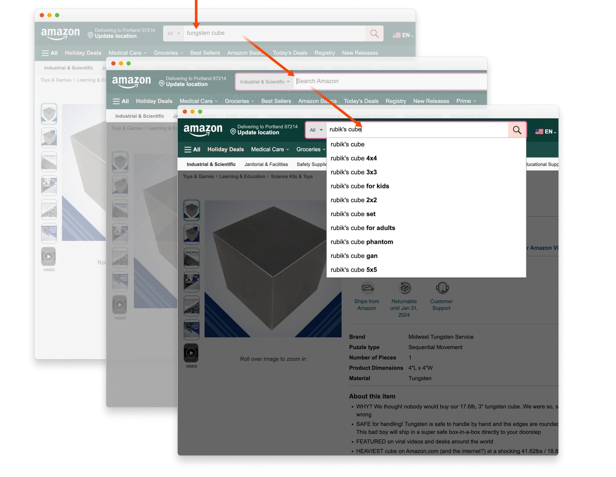 Diffs of the same Amazon page above