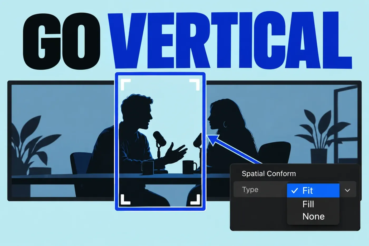 Portrait crop boundary and Spatial Conform choices under Go Vertical.