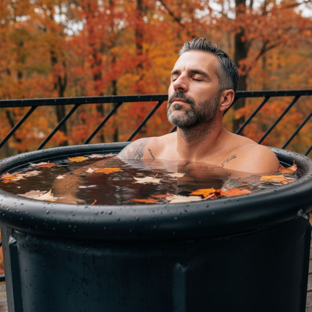 un homme dans un ice bath