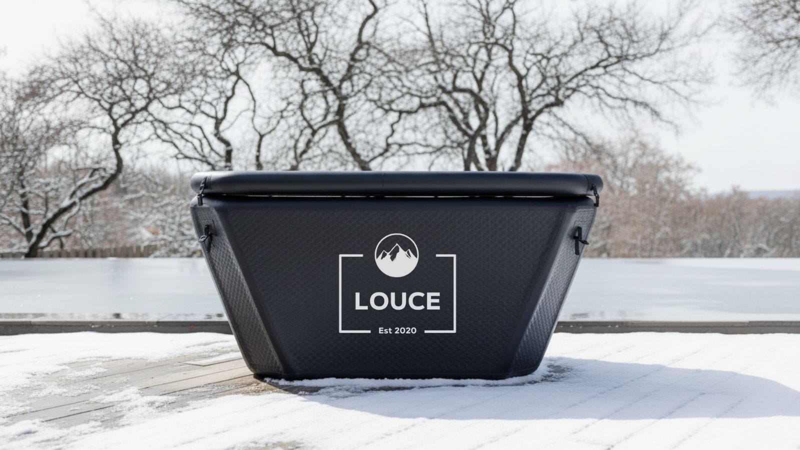 un bain de glace sur une terasse en hiver