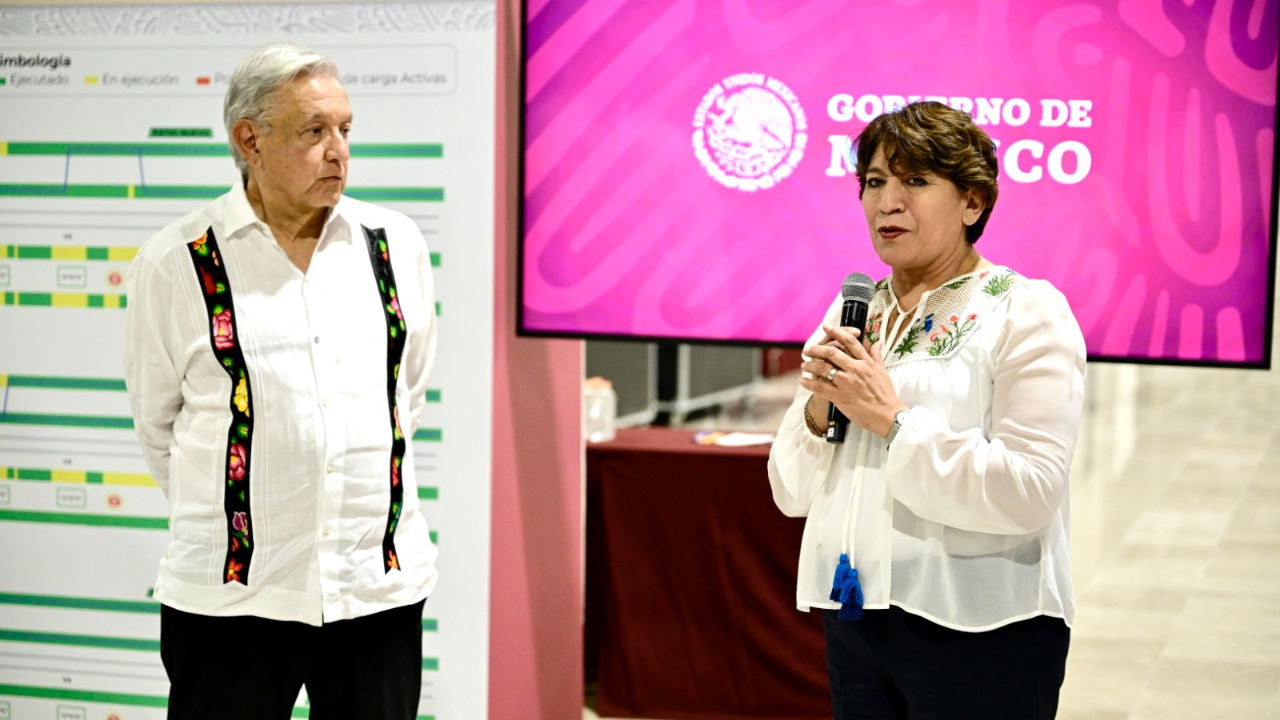 AMLO, Delfina Gómez y Martí Batres supervisan obras del sistema de transporte masivo del Valle de México