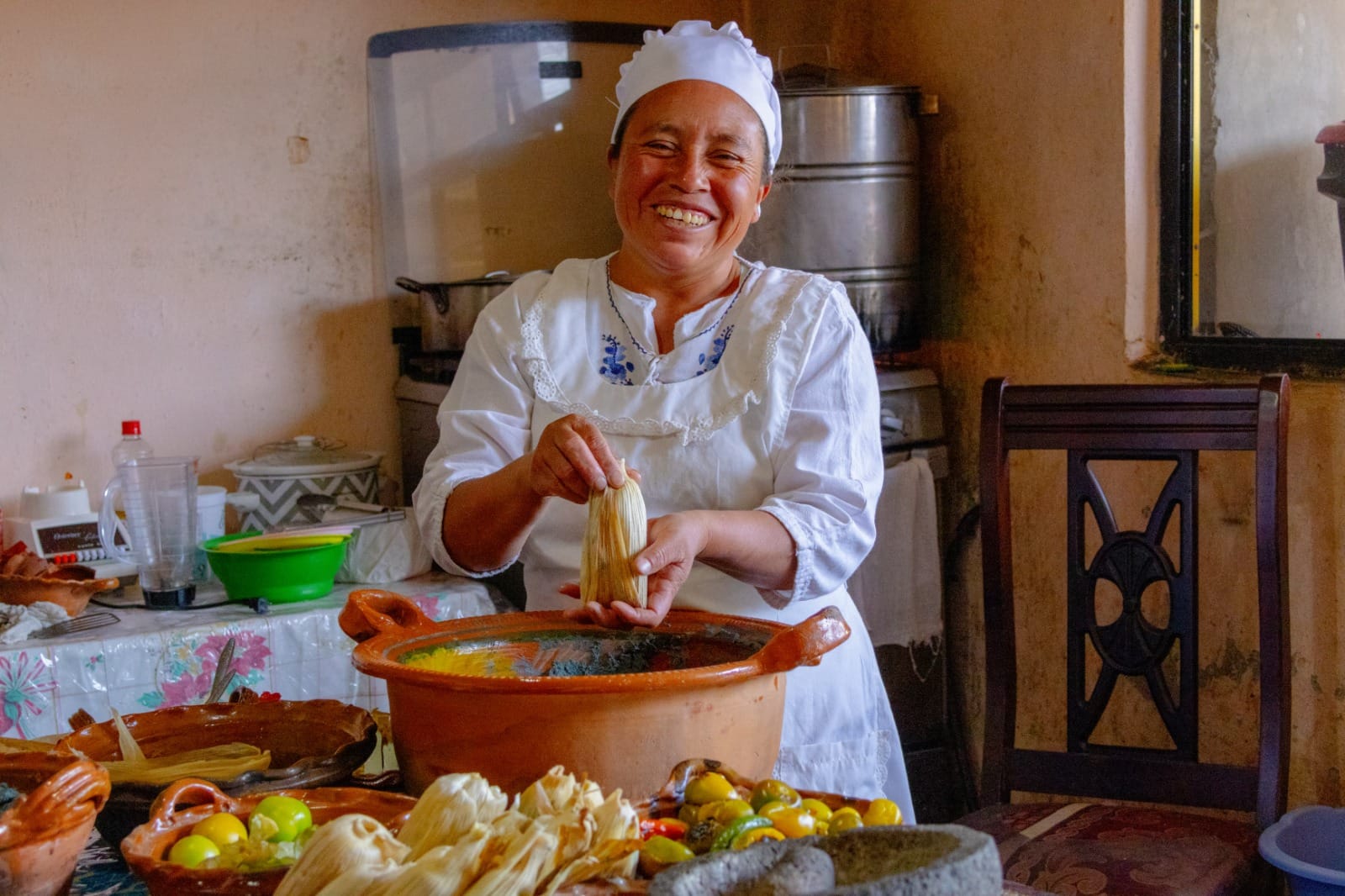 Tamal de maíz azul.