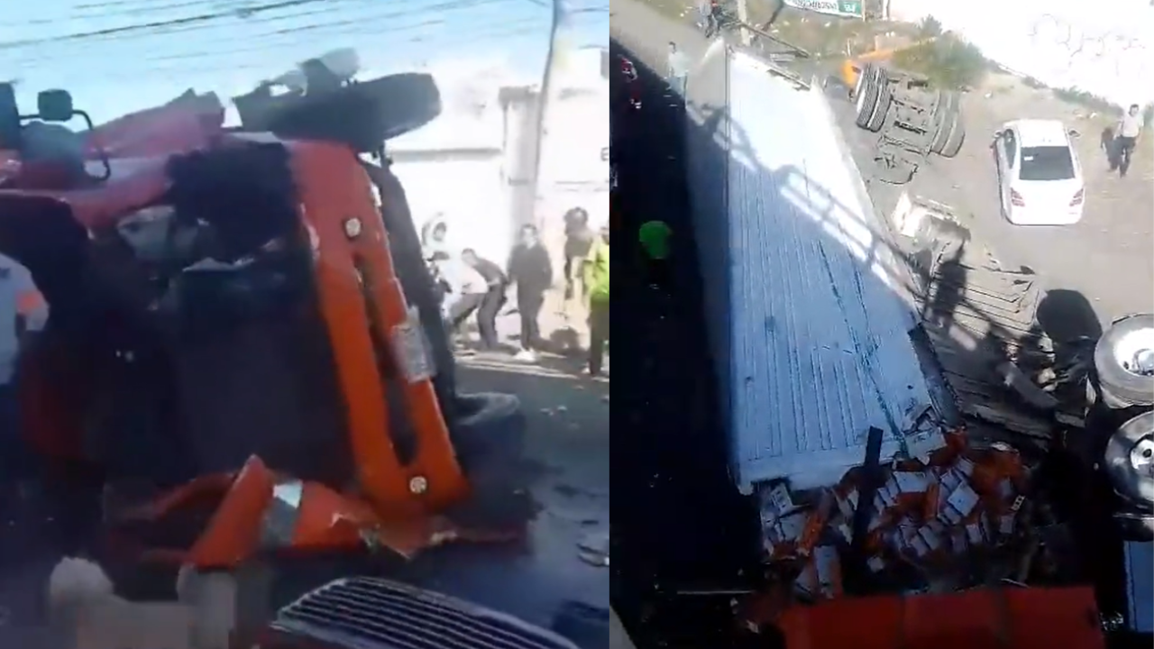 (Video) Así fue el accidente del tráiler que cayó sobre varios automóviles en Edomex