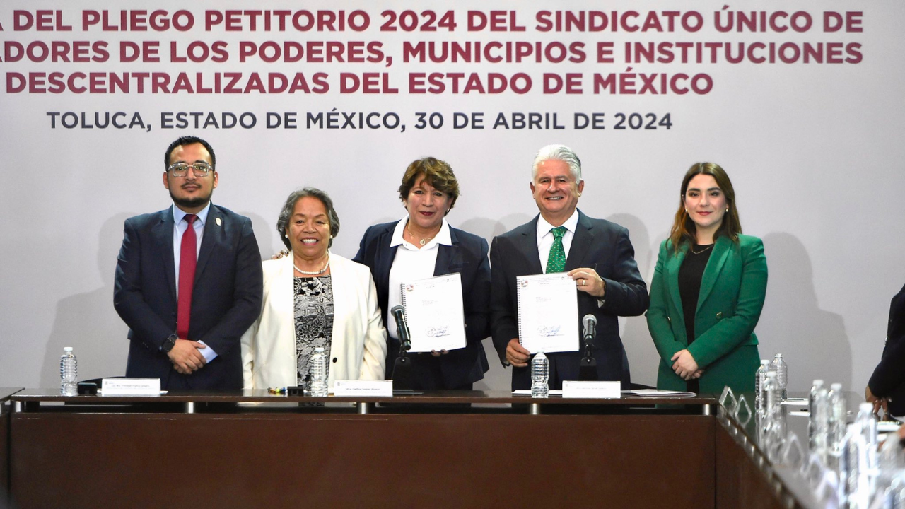 Delfina Gómez se compromete a mejorar prestaciones laborales