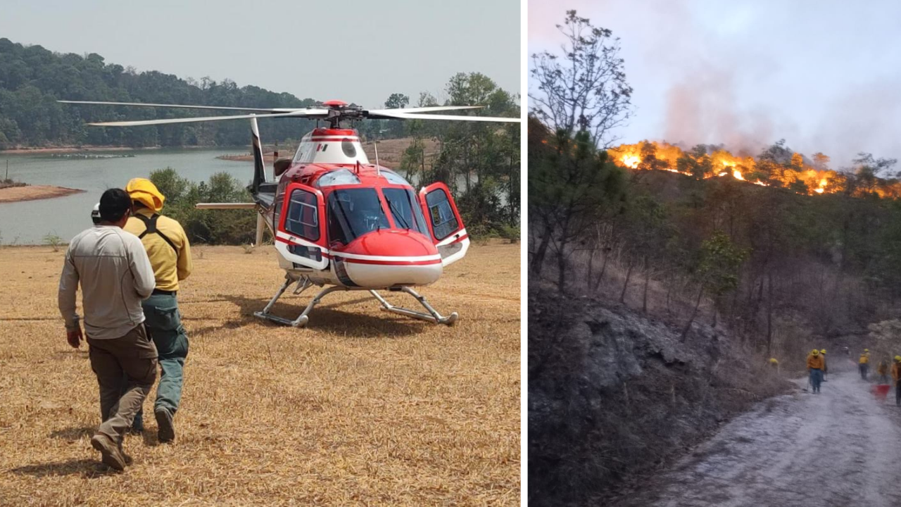 Combaten incendio forestal en la Sierra de Nanchititla
