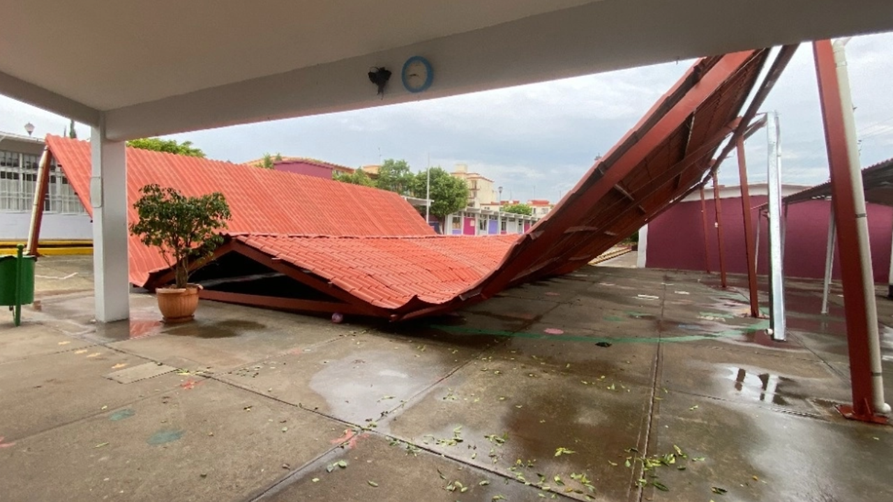 Así quedó kínder tras lluvia en Edomex