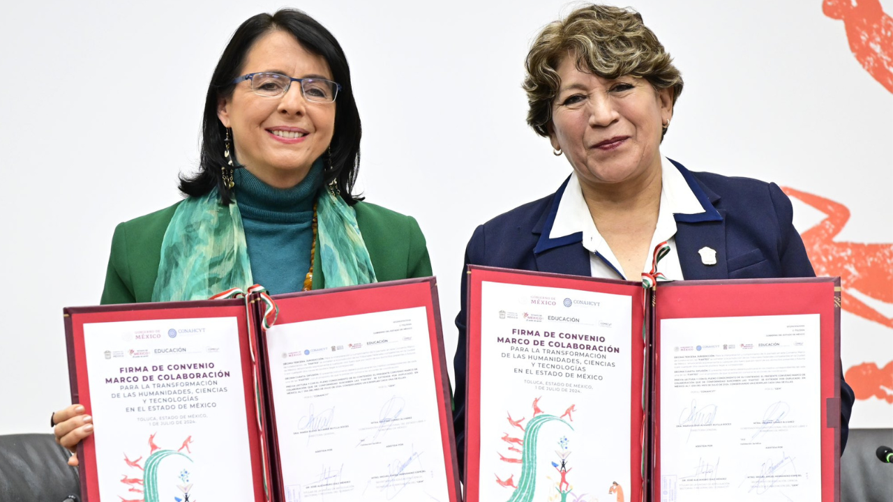 Delfina Gómez y el Conahcyt firman convenio para fortalecer el desarrollo científico en el Edomex