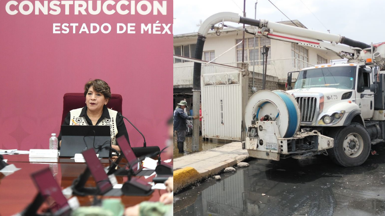 Delfina Gómez instruye labores de desazolve de la zona afectada por las lluvias en Chalco
