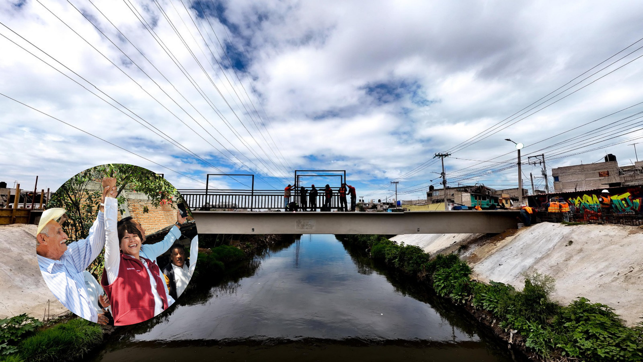 Delfina Gómez cumple, puente peatonal “Los Rosales” está casi listo