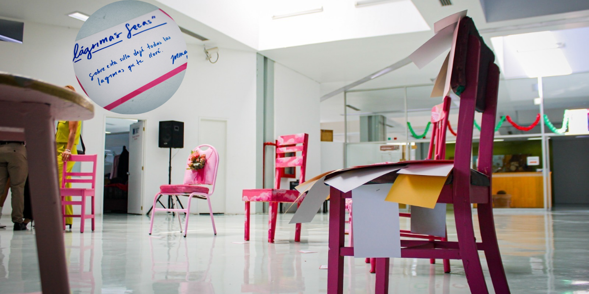 La exposición expresa el sentir de las mujeres que padecen cáncer de mama.