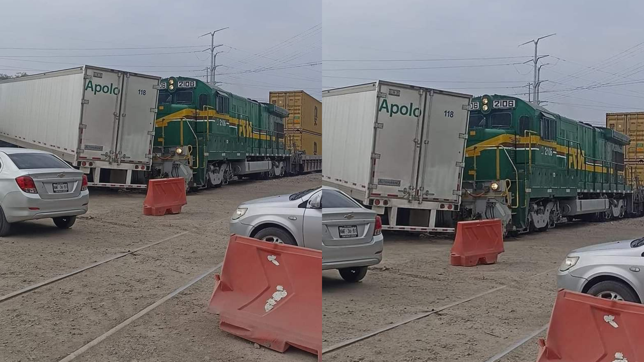 Así fue el accidente del tráiler que intentó ganarle el paso al tren en Edomex
