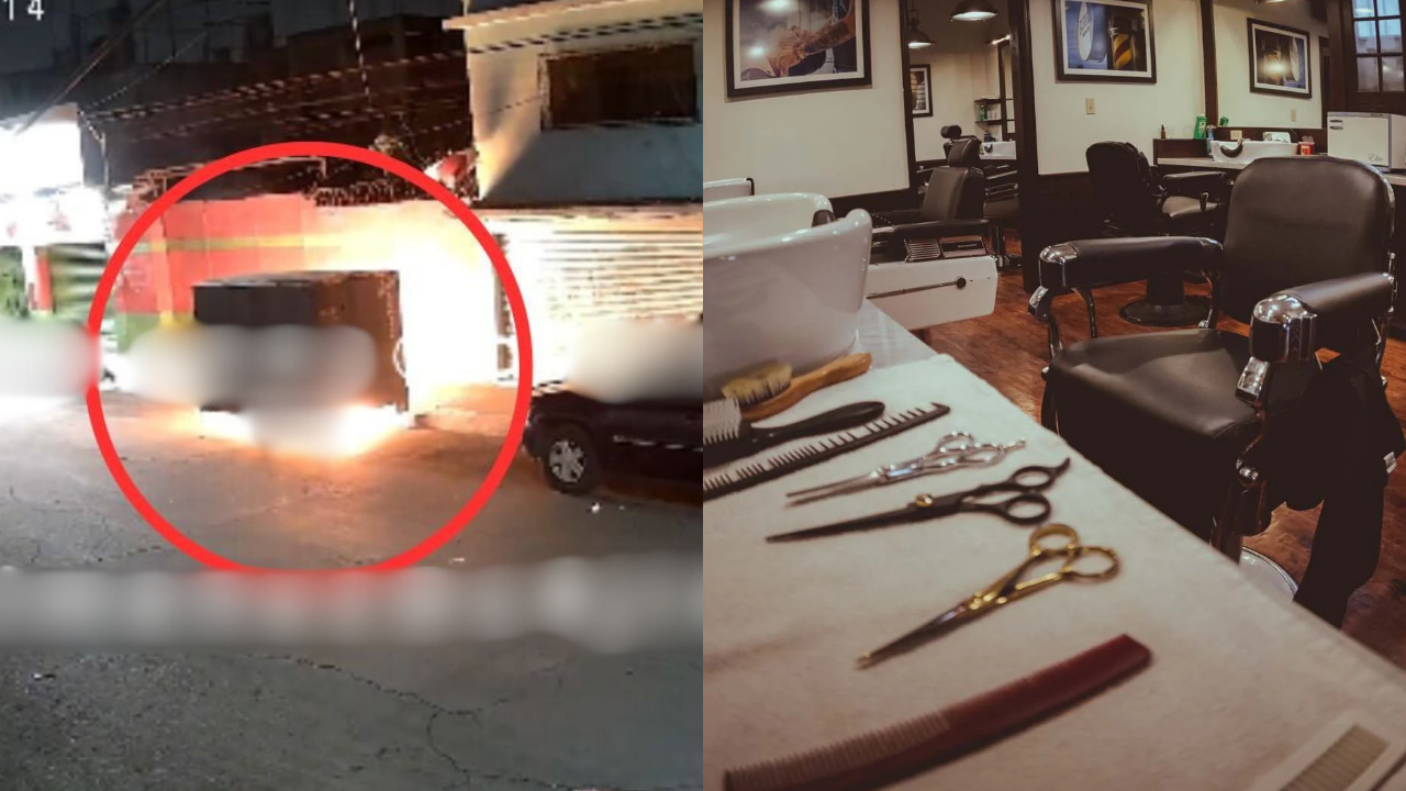 Mujer incendia barbería.