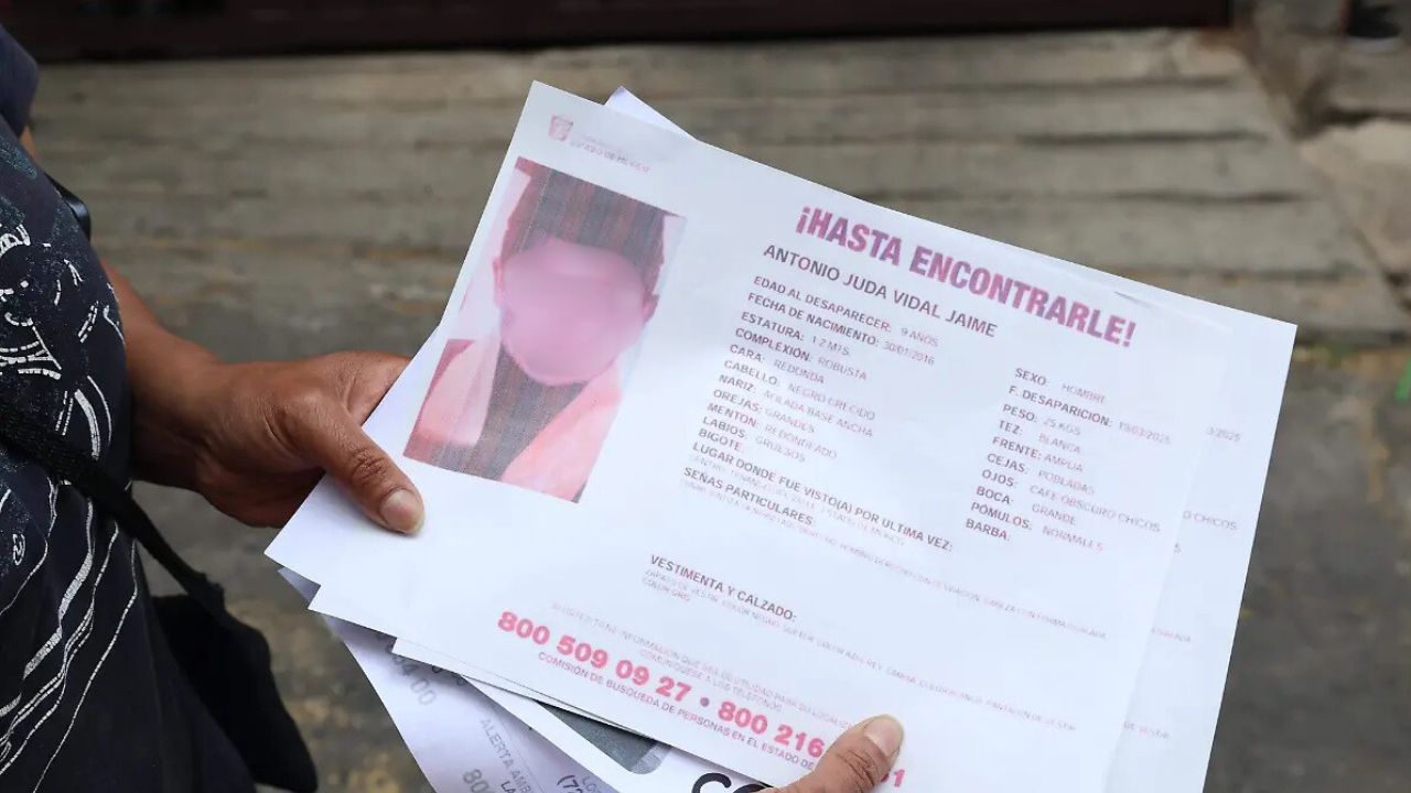 Menor desaparecido en Tenango del Valle.