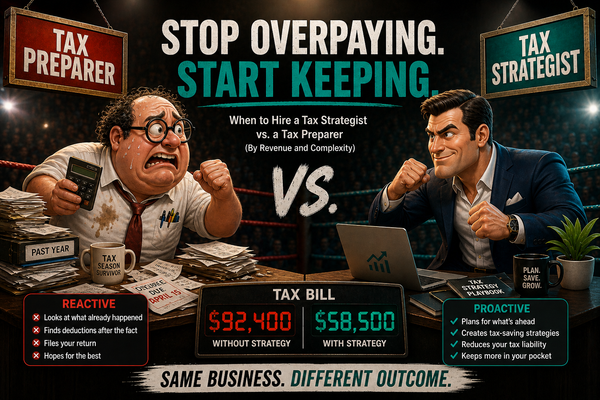 When to Hire a Tax Strategist vs a Tax Preparer (By Revenue and Complexity)