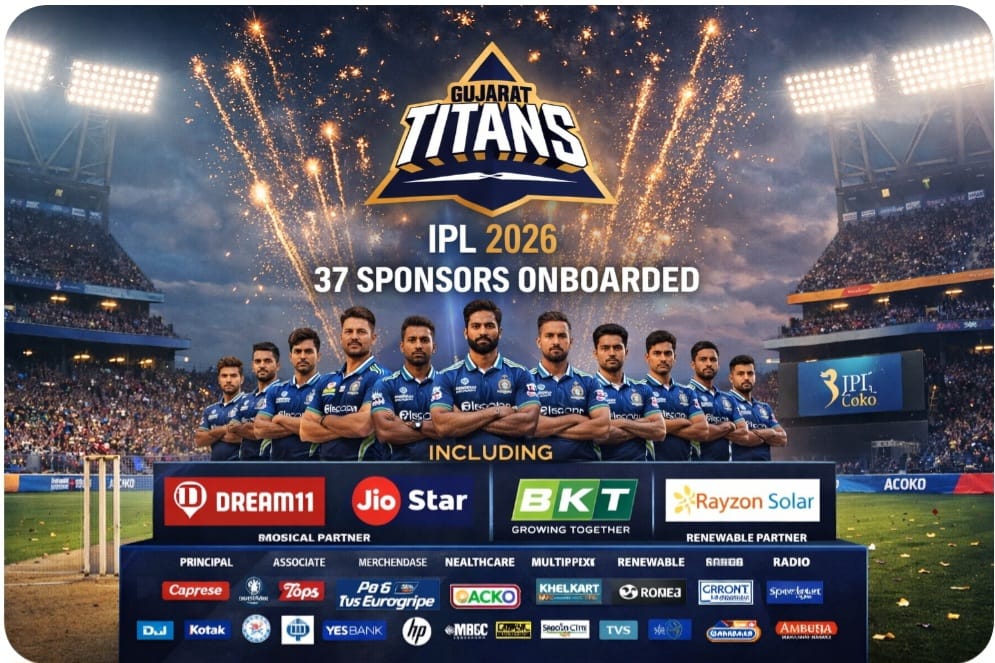 Gujarat Titans expand sponsor roster to 37 for IPL 2026, reflecting deeper brand integration at team level