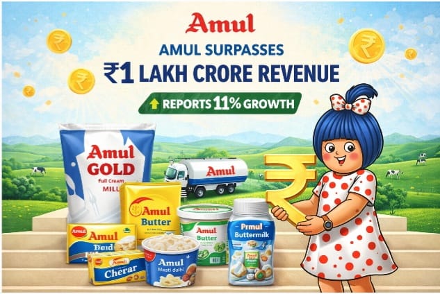 Amul Crosses ₹1 Lakh Crore Revenue Mark, Posts 11% Growth in FY 26