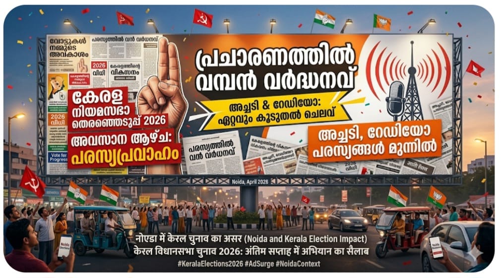 Kerala polls see late-stage ad spike, with print and radio driving final-week reach