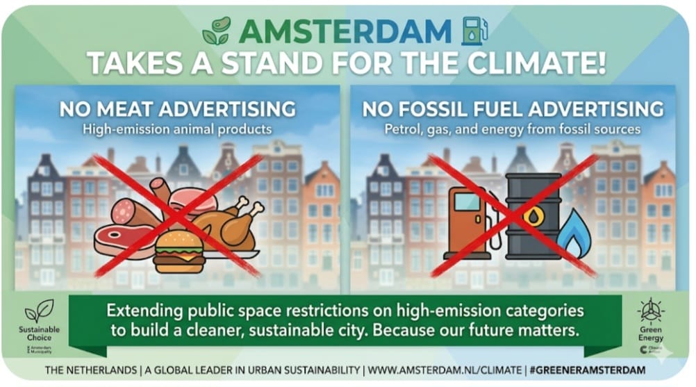Amsterdam outlaws meat and fossil fuel ads in public media, tightening sustainability lens on OOH