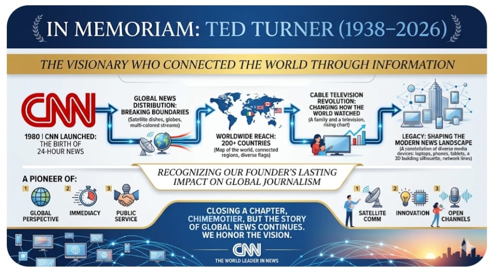Ted Turner’s Death Marks the End of the Entrepreneur Who Turned News Into a 24-Hour Media Business