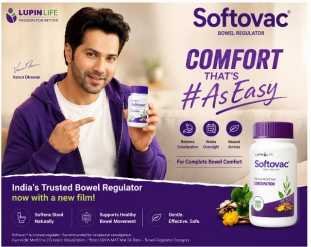 LupinLife and Contract Advertising Position Softovac Around Digestive Discomfort With Varun Dhawan-Led Film