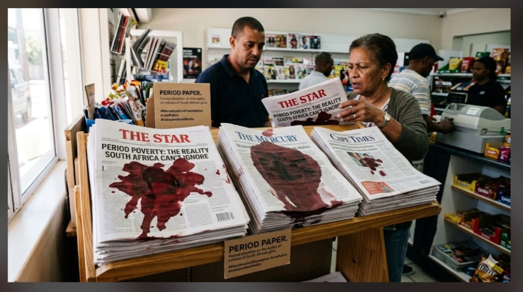 Blood-Stained Newspapers Turn Print Into a Statement on Period Poverty