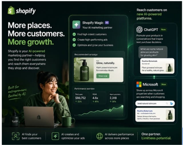Shopify Expands AI Marketing Tools as It Integrates Ads Across ChatGPT and Microsoft