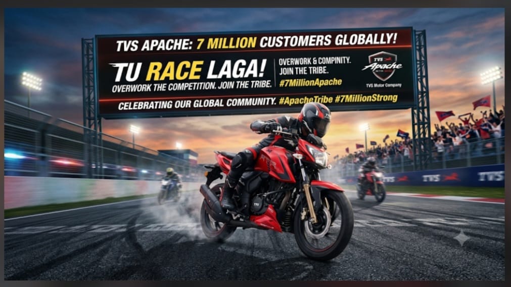 TVS Apache Celebrates 7 Million Riders with ‘Tu Race Laga’ Campaign