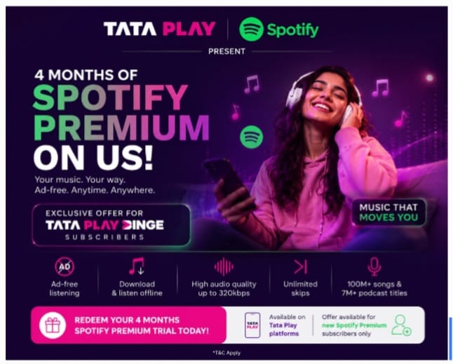Tata Play and Spotify Strike Four-Month Premium Deal