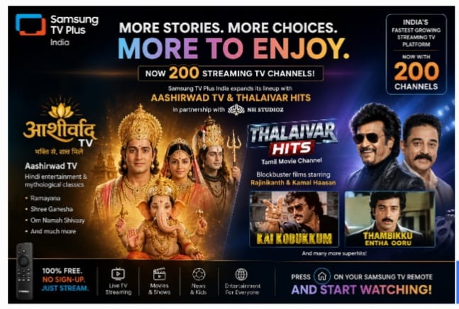 Samsung TV Plus Hits 200 Channels