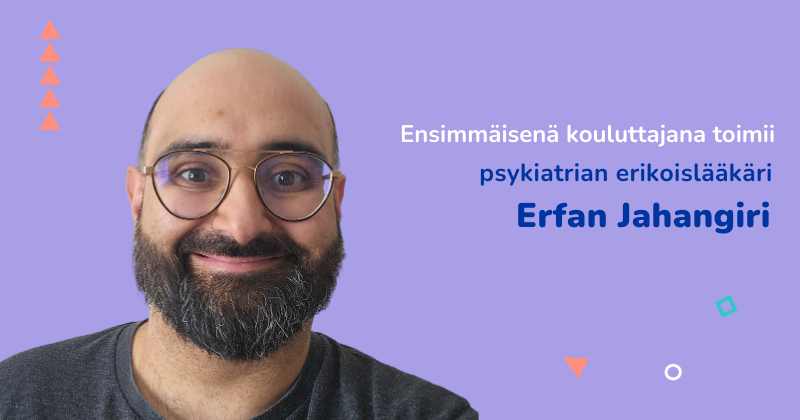 Kuva kouluttajasta, psykiatrian erikoislääkäri Erfan Jagangirista