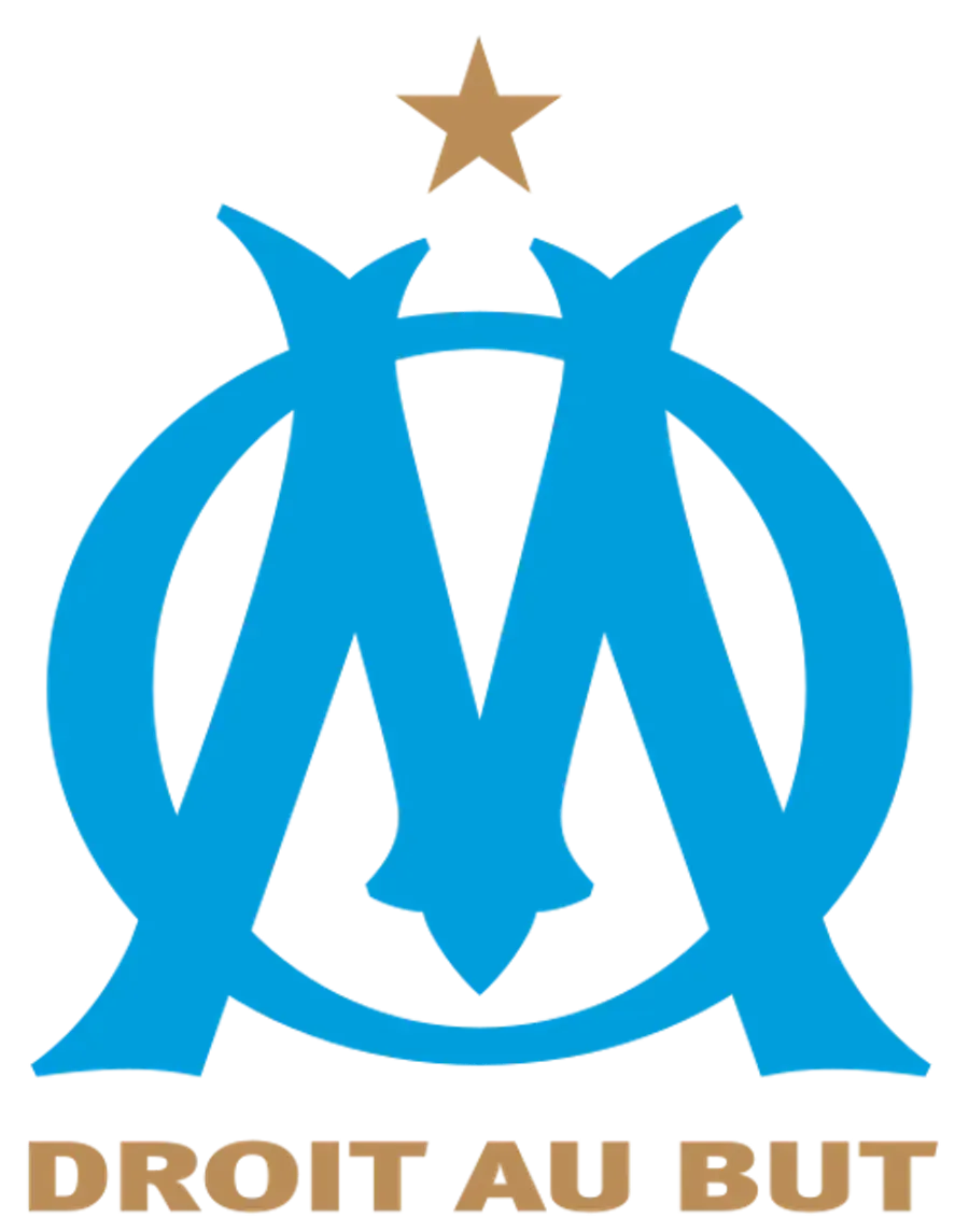 LOGO officiel de l'Olympique de Marseille avec le slogan "Droit au but"