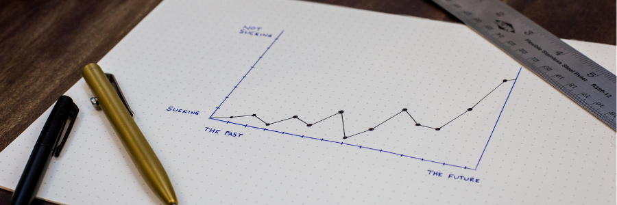 Graph paper with a line graph drawn on.