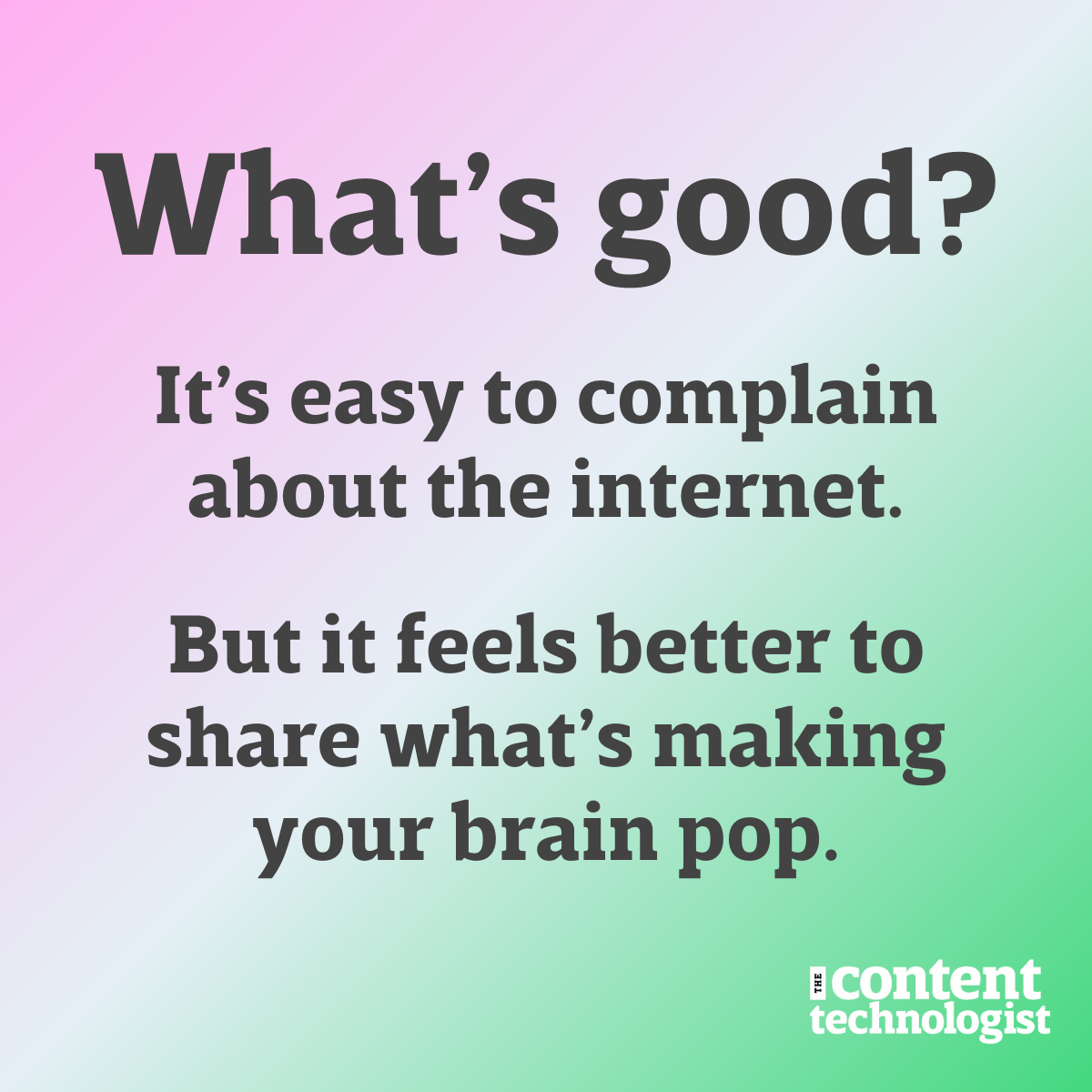 What's good? Submit your favorite software, websites, articles, etc.