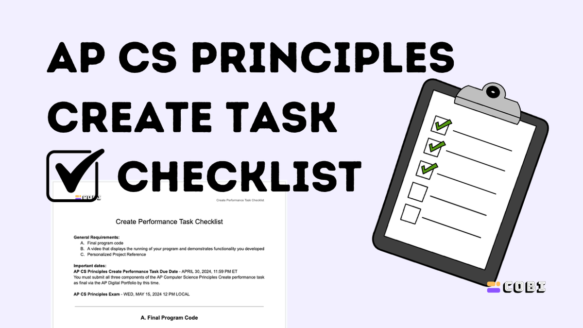 AP CS Principles Create Task Checklist