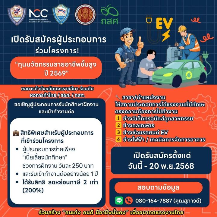 กสศ. เปิดรับสมัครผู้ประกอบการร่วมโครงการ!“ทุนนวัตกรรมสายอาชีพชั้นสูง ปี 2569”